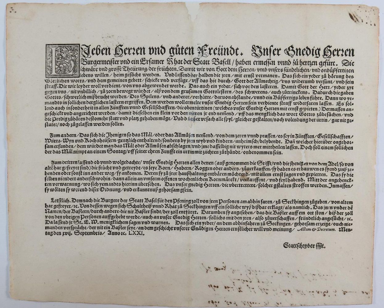 Große Abbildung Nr.1: 143-115 Inflation.: (Einblattdrucke u. Flugschriften, Schweiz)