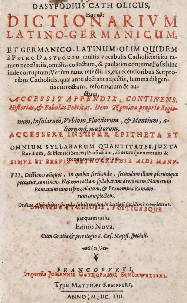 Große Abbildung Nr.1: 143-1168 Dasypodius,P.: (Lexika - Wörterbücher - Sprachwissenschaften)
