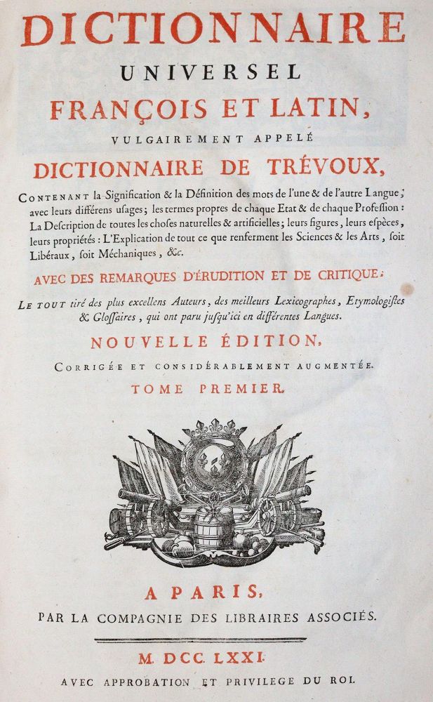 Große Abbildung Nr.1: 143-1170 Dictionnaire universel: (Lexika - Wörterbücher - Sprachwissenschaften)