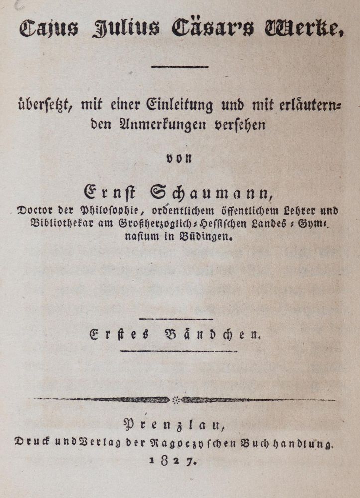 Große Abbildung Nr.1: 143-1315 Caesar,G.I.: (Literatur und illustrierte Bücher bis 19.Jahrhundert)