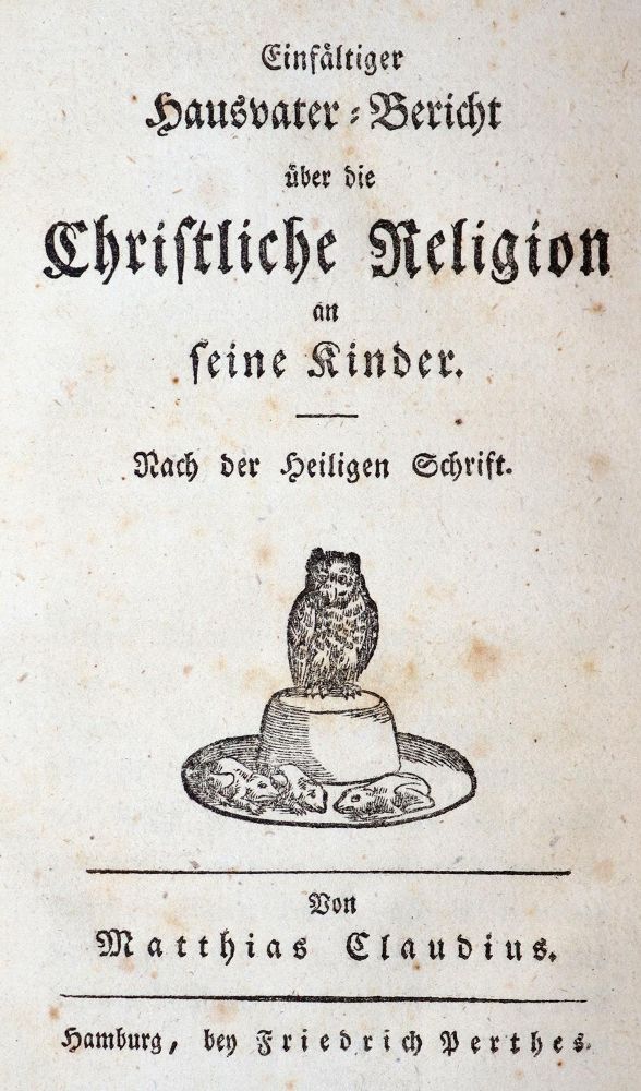 Große Abbildung Nr.1: 143-1322 Claudius,M.: (Literatur und illustrierte Bücher bis 19.Jahrhundert)