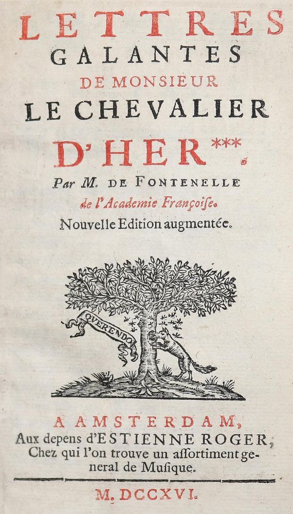 Große Abbildung Nr.1: 143-1360 Fontenelle,B. (Le Bouvier)de.: (Literatur und illustrierte Bücher bis 19.Jahrhundert)