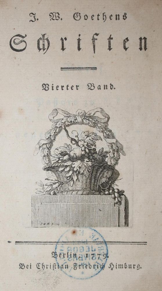 Große Abbildung Nr.2: 143-1372 Goethe,(J.W.)v.: (Literatur und illustrierte Bücher bis 19.Jahrhundert)