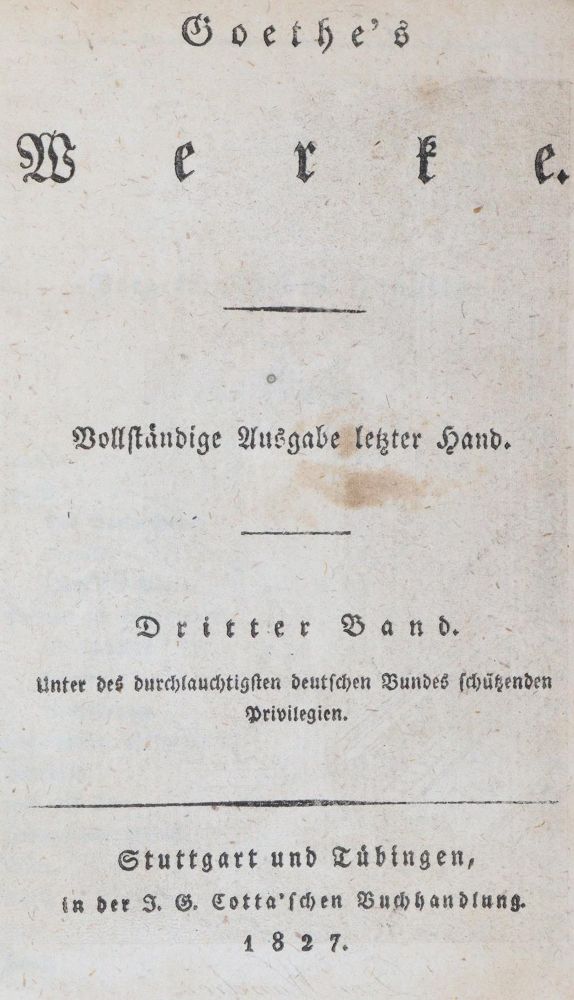 Große Abbildung Nr.3: 143-1383 Goethe,J.W.v.: (Literatur und illustrierte Bücher bis 19.Jahrhundert)
