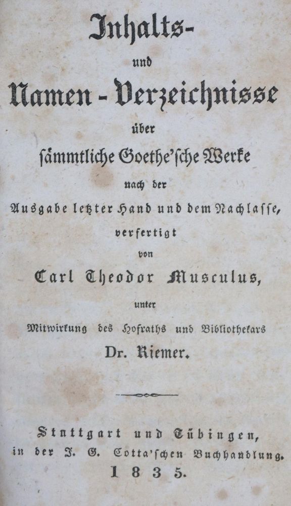 Große Abbildung Nr.1: 143-1384 Goethe,(J.W.v.).: (Literatur und illustrierte Bücher bis 19.Jahrhundert)