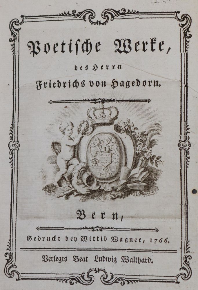 Große Abbildung Nr.1: 143-1388 (Hagedorn,F.v.).: (Literatur und illustrierte Bücher bis 19.Jahrhundert)