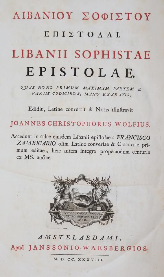 Große Abbildung Nr.1: 143-1416 Libanios,S.: (Literatur und illustrierte Bücher bis 19.Jahrhundert)
