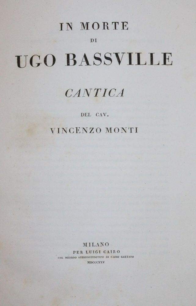Große Abbildung Nr.1: 143-1433 Monti,V.: (Literatur und illustrierte Bücher bis 19.Jahrhundert)
