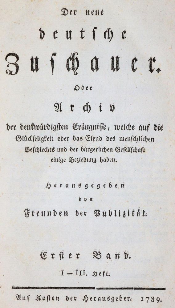 Große Abbildung Nr.1: 143-1436 Neue deutsche Zuschauer, Der.: (Literatur und illustrierte Bücher bis 19.Jahrhundert)