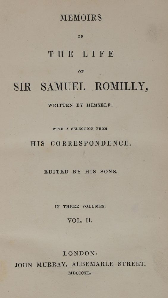 Große Abbildung Nr.3: 143-1452 Romilly,S.: (Literatur und illustrierte Bücher bis 19.Jahrhundert)