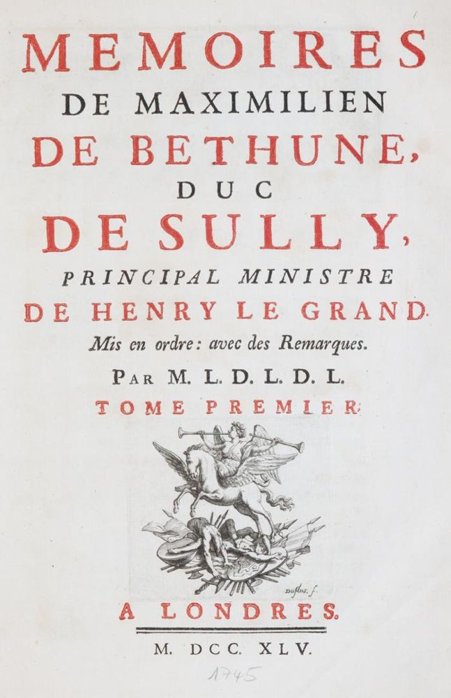 Große Abbildung Nr.1: 143-1480 Sully de Bethune,M.de.: (Literatur und illustrierte Bücher bis 19.Jahrhundert)