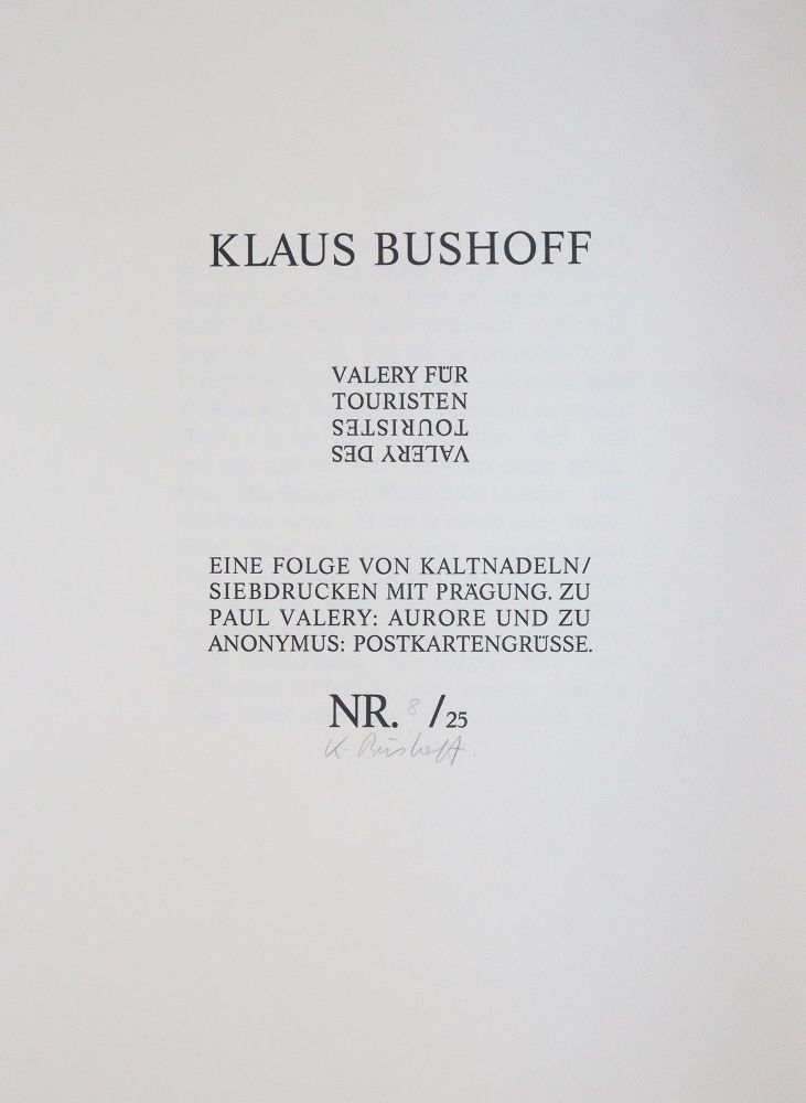 Große Abbildung Nr.2: 143-1524 Bushoff,K.: (Literatur und illustrierte Bücher 20.Jahrhundert - Alte Literatur in modernen Ausgaben)