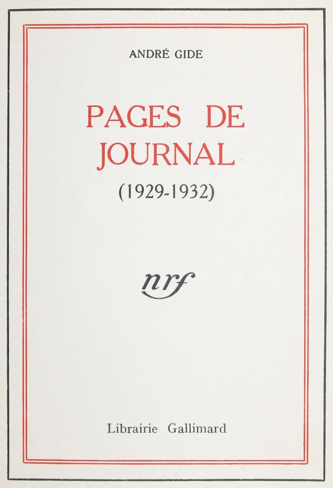 Große Abbildung Nr.1: 143-1589 Gide,A.: (Literatur und illustrierte Bücher 20.Jahrhundert - Alte Literatur in modernen Ausgaben)