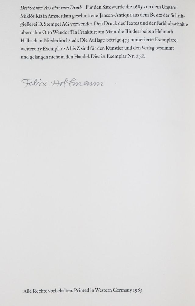 Große Abbildung Nr.2: 143-1619 Hoffmann,F.: (Literatur und illustrierte Bücher 20.Jahrhundert - Alte Literatur in modernen Ausgaben)