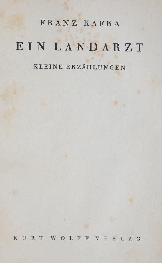 Große Abbildung Nr.1: 143-1638 Kafka,F.: (Literatur und illustrierte Bücher 20.Jahrhundert - Alte Literatur in modernen Ausgaben)