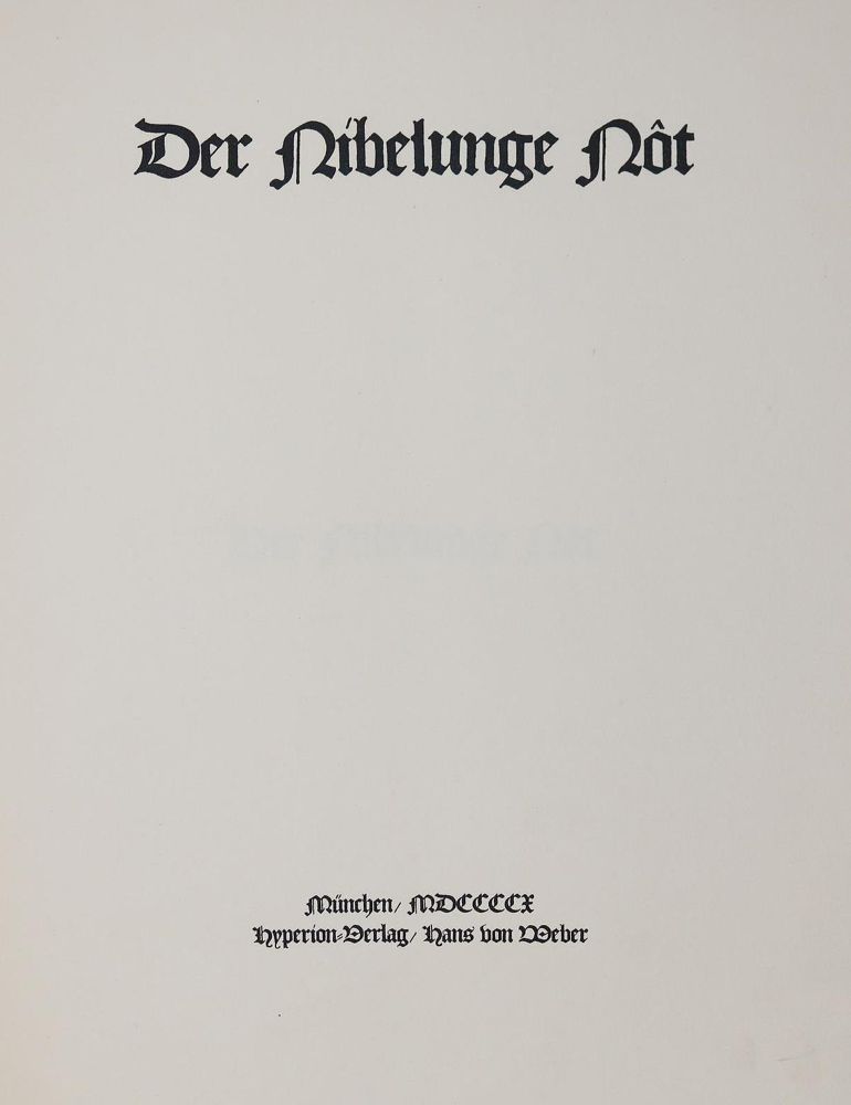 Große Abbildung Nr.1: 143-1687 Nibelunge Not, Der.: (Literatur und illustrierte Bücher 20.Jahrhundert - Alte Literatur in modernen Ausgaben)
