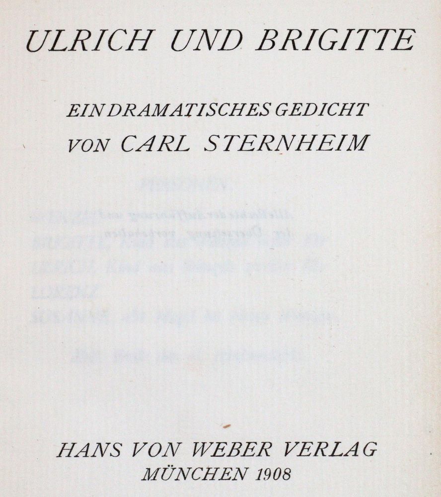 Große Abbildung Nr.1: 143-1747 Sternheim,C.: (Literatur und illustrierte Bücher 20.Jahrhundert - Alte Literatur in modernen Ausgaben)