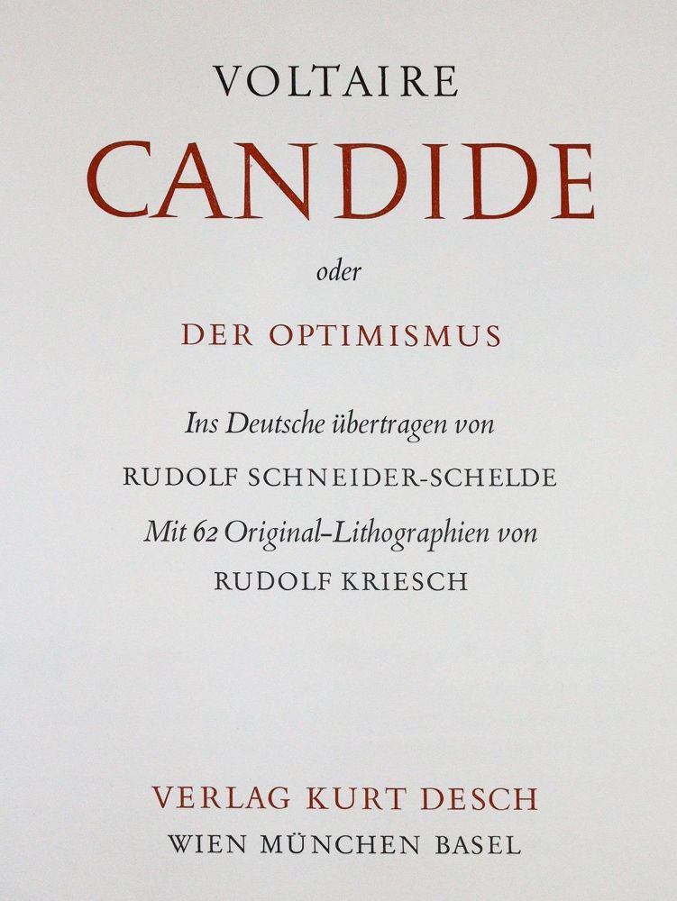 Große Abbildung Nr.1: 143-1763 Voltaire,F.M.A.de.: (Literatur und illustrierte Bücher 20.Jahrhundert - Alte Literatur in modernen Ausgaben)