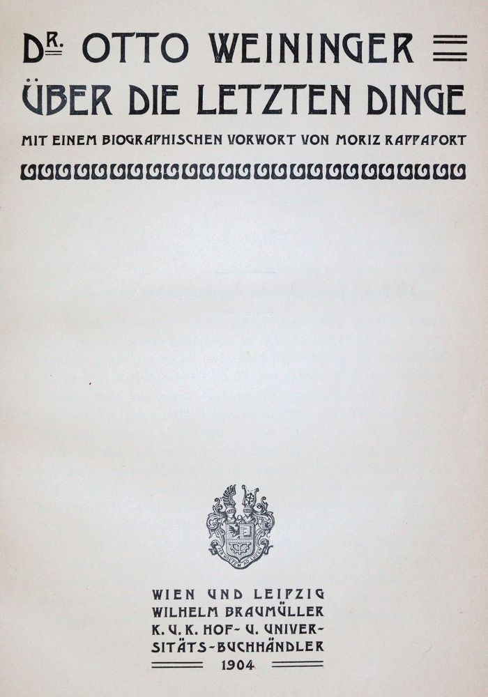 Große Abbildung Nr.1: 143-1768 Weiniger, Otto.: (Literatur und illustrierte Bücher 20.Jahrhundert - Alte Literatur in modernen Ausgaben)