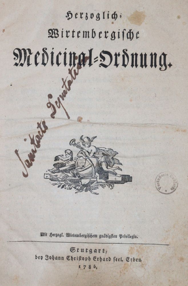 Große Abbildung Nr.1: 143-1850 Medicinal-Ordnung,: (Medizin, Pharmazie, Württemberg)