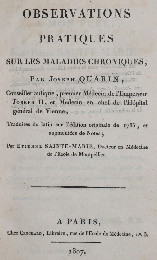Große Abbildung Nr.1: 143-1853 Quarin,J.: (Medizin)
