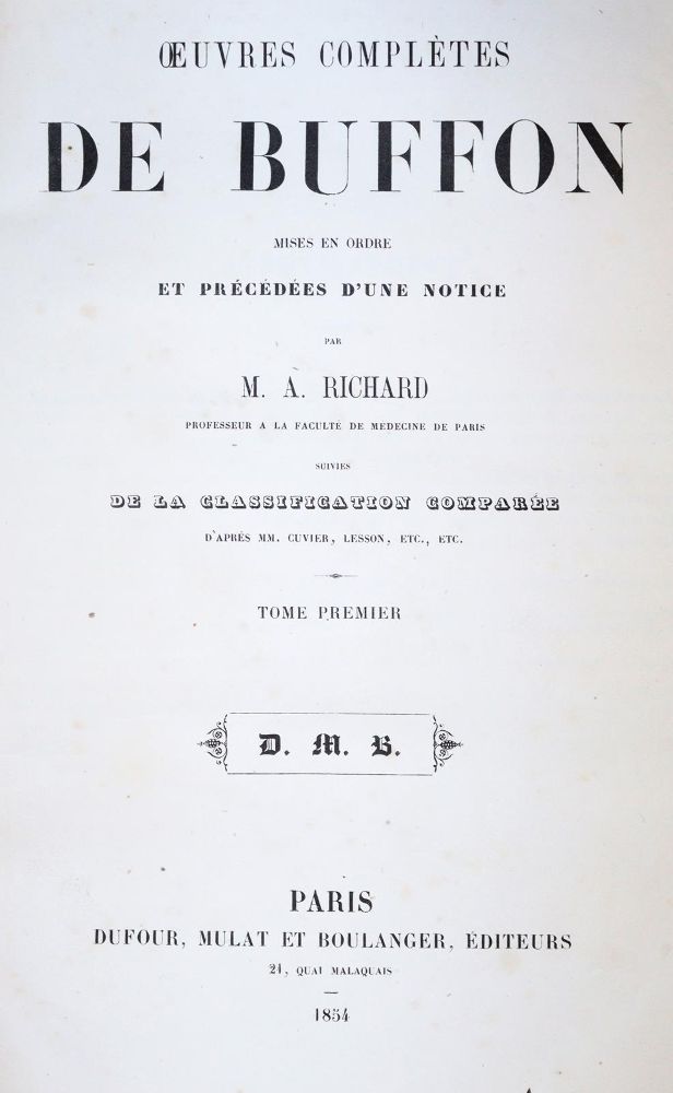 Große Abbildung Nr.3: 143-1867 Buffon,(G.L.L.de).: (Zoologie)