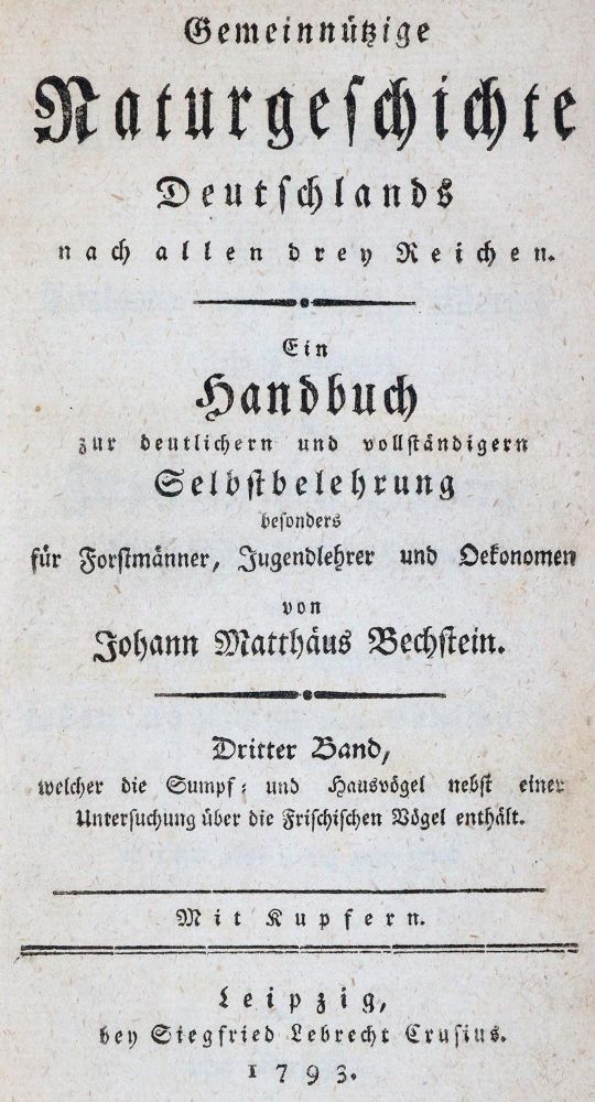 Große Abbildung Nr.1: 143-1899 Bechstein,J.M.: (Zoologie, Vögel)