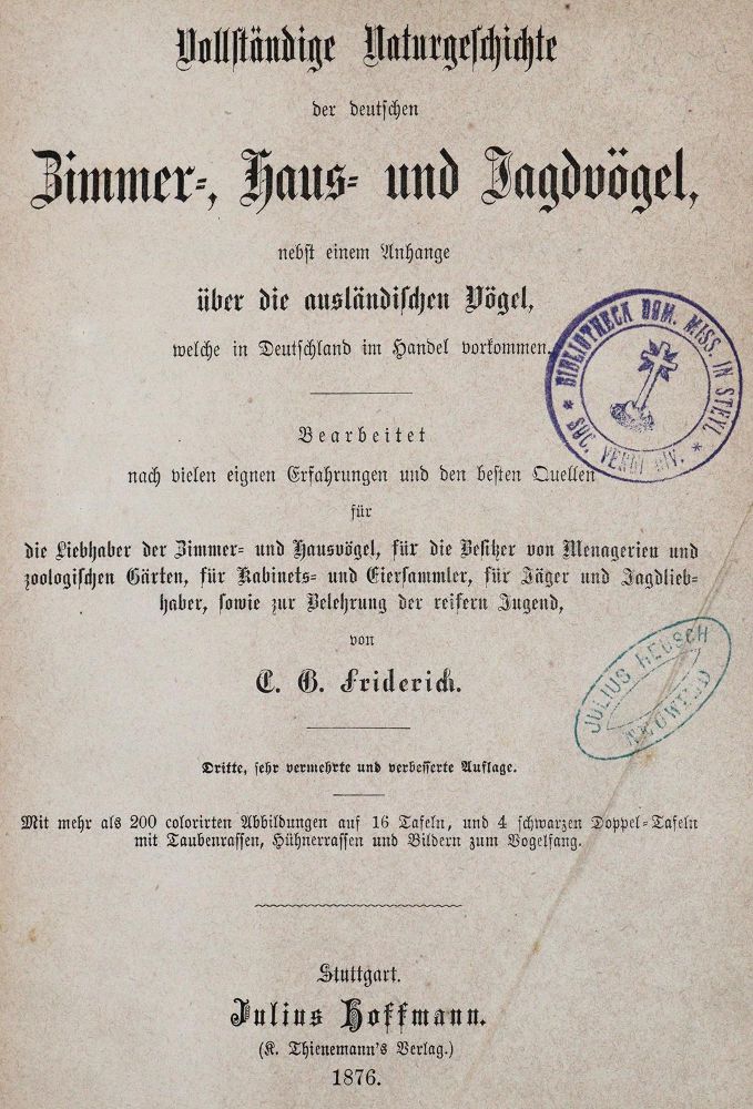 Große Abbildung Nr.1: 143-1904 Friderich,C.B.: (Zoologie, Vögel)