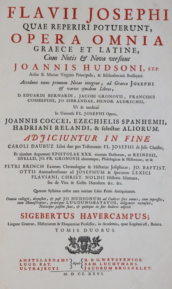 Große Abbildung Nr.2: 143-192 Josephus,F.: (Alte Drucke, Handschriften und Theologie)