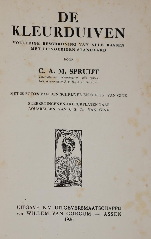 Große Abbildung Nr.1: 143-1926 Spruijt,C.A.M.: (Zoologie, Vögel, Tauben)