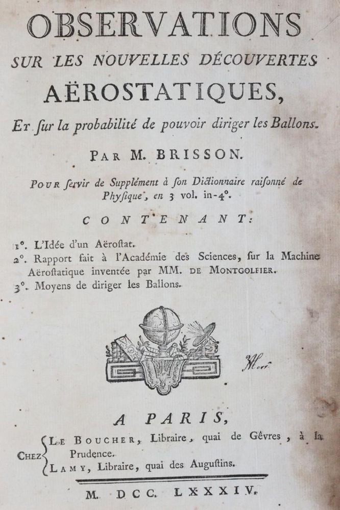 Große Abbildung Nr.1: 143-1935 Brisson,(M.J.).: (Verschiedene Gebiete - Varia, Aeronautik)