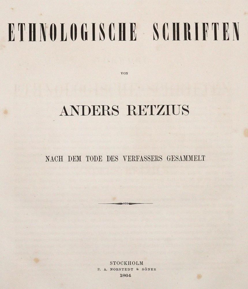 Große Abbildung Nr.1: 143-1938 Retzius,A.: (Verschiedene Gebiete - Varia, Anthropologie)