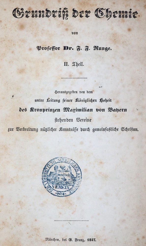 Große Abbildung Nr.1: 143-1960 Runge,F.F.: (Verschiedene Gebiete - Varia, Chemie)