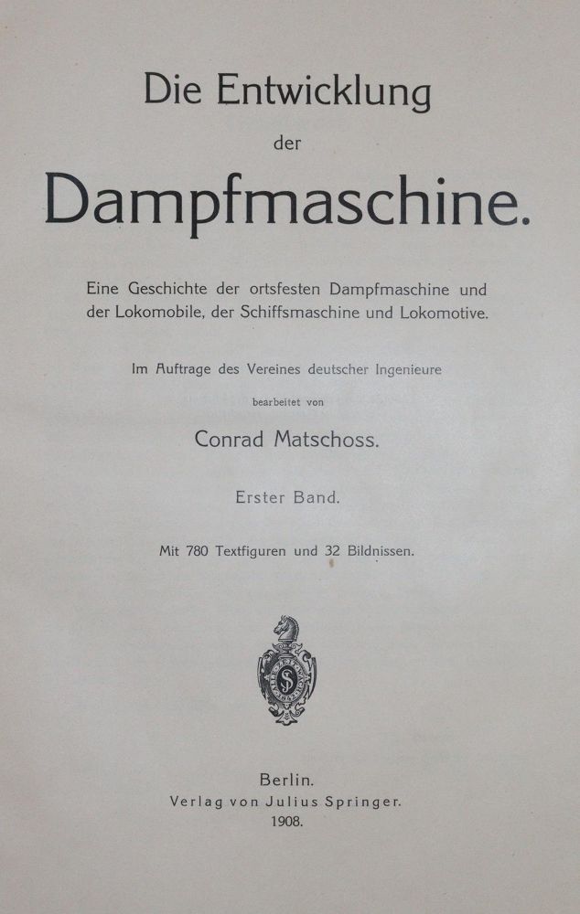 Große Abbildung Nr.1: 143-1968 Matschoss,C.: (Verschiedene Gebiete - Varia, Dampfmaschinen)