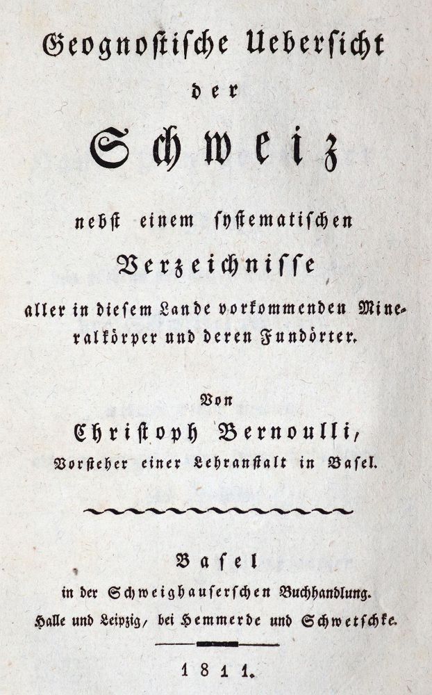 Große Abbildung Nr.1: 143-1978 Bernoulli,C.: (Verschiedene Gebiete - Varia, Geologie - Mineralogie u. Paläontologie)
