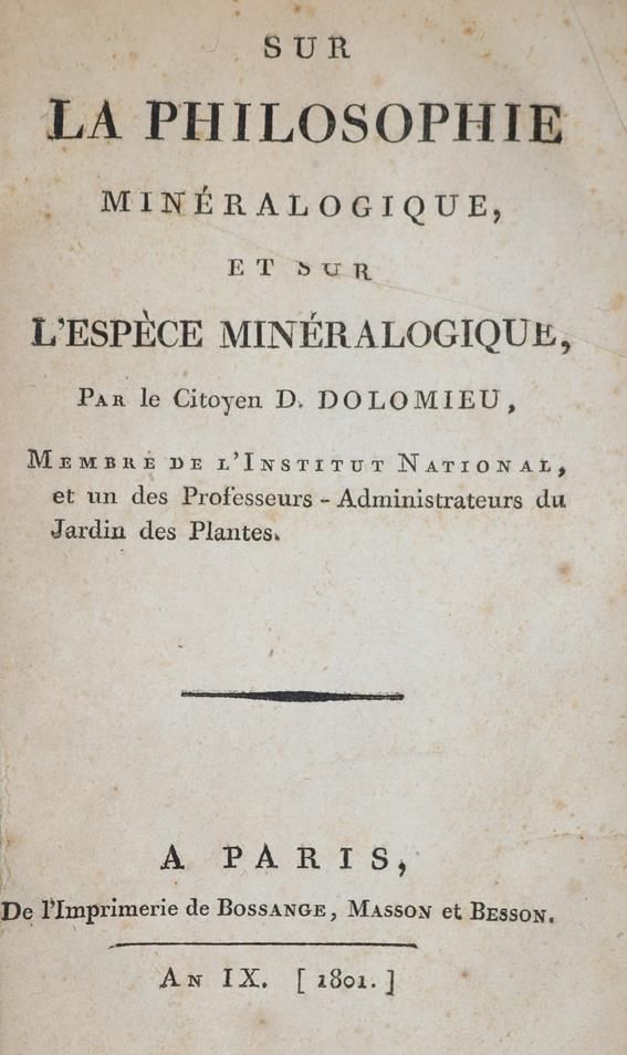 Große Abbildung Nr.1: 143-1985 Dolomieu,D.de.: (Verschiedene Gebiete - Varia, Geologie - Mineralogie u. Paläontologie)