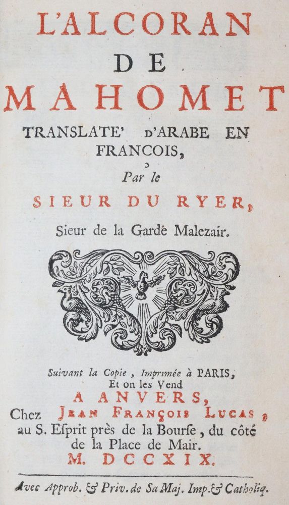 Große Abbildung Nr.1: 143-199 L'Alcoran de Mahomet.: (Koran)