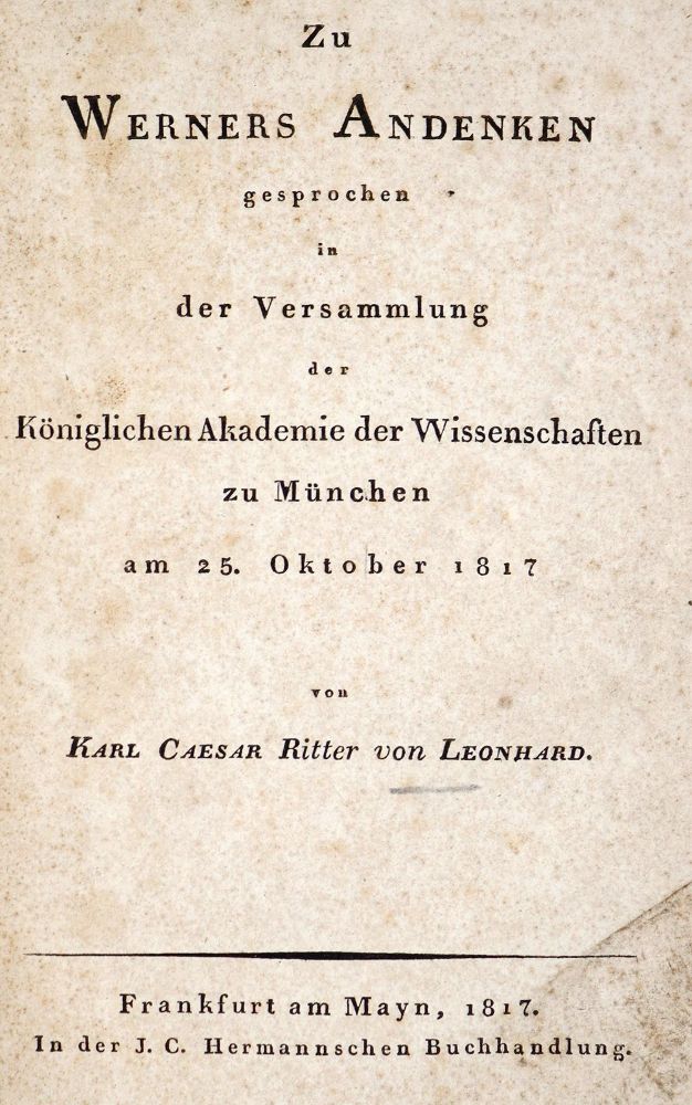 Große Abbildung Nr.1: 143-1992 Leonhard,K.C.v.: (Verschiedene Gebiete - Varia, Geologie - Mineralogie u. Paläontologie)