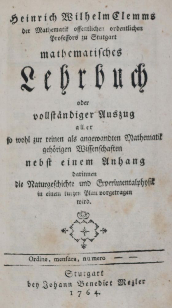Große Abbildung Nr.1: 143-2023 Clemm,H.W.: (Verschiedene Gebiete - Varia, Mathematik)