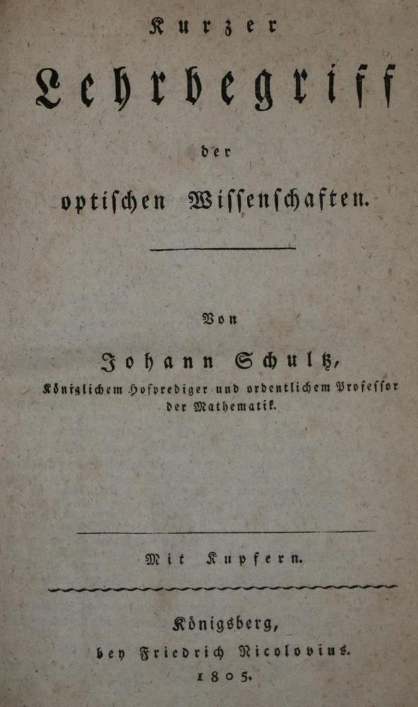 Große Abbildung Nr.1: 143-2038 Schultz,J.F.: (Verschiedene Gebiete - Varia, Optik)