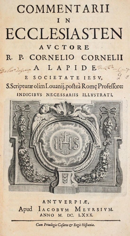 Große Abbildung Nr.1: 143-204 Lapide,C. (d.i. C.van den Steen).: (Alte Drucke, Handschriften und Theologie)