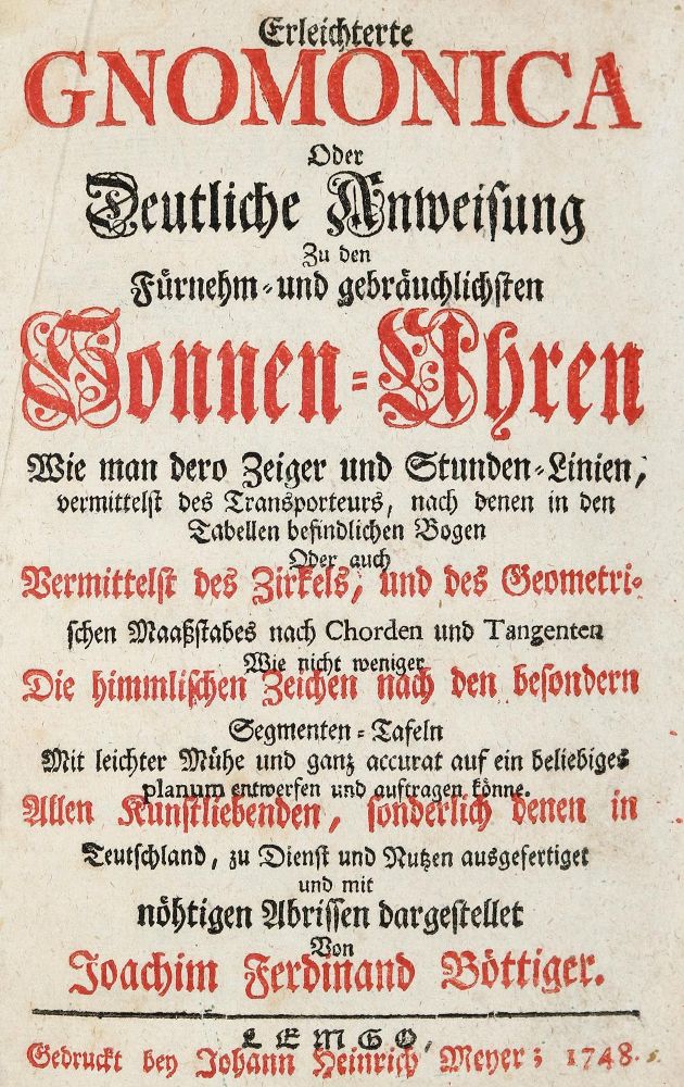Große Abbildung Nr.1: 143-2071 Böttiger,J.F.: (Verschiedene Gebiete - Varia, Uhren, Sonnenuhren)