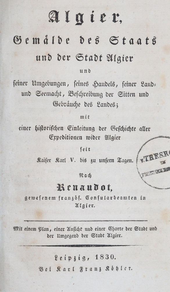 Große Abbildung Nr.1: 143-2075 Renaudot,(M.).: (Afrika, Algerien)