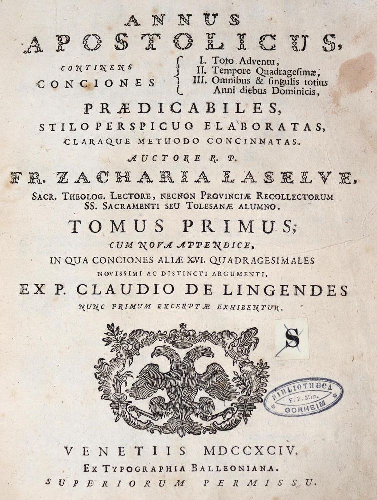 Große Abbildung Nr.1: 143-213 Laselve,Z.: (Alte Drucke, Handschriften und Theologie)