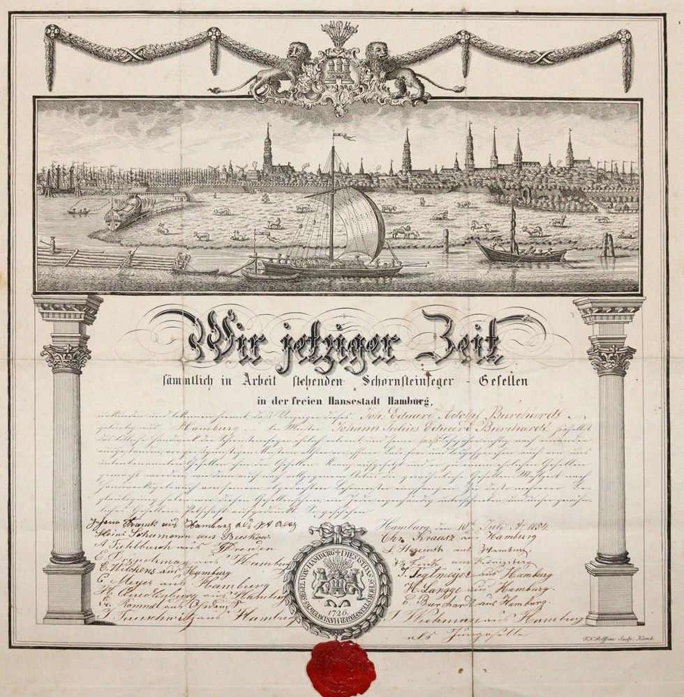 Große Abbildung Nr.1: 143-2186 Gesellenbrief: (Deutschland, Hamburg)