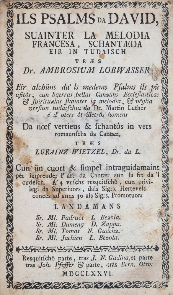 Große Abbildung Nr.1: 143-220 Lobwasser,A.: (Alte Drucke, Handschriften und Theologie)