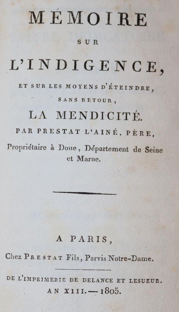Große Abbildung Nr.1: 143-2289 Memoire sur l'Indigence,: (Frankreich)