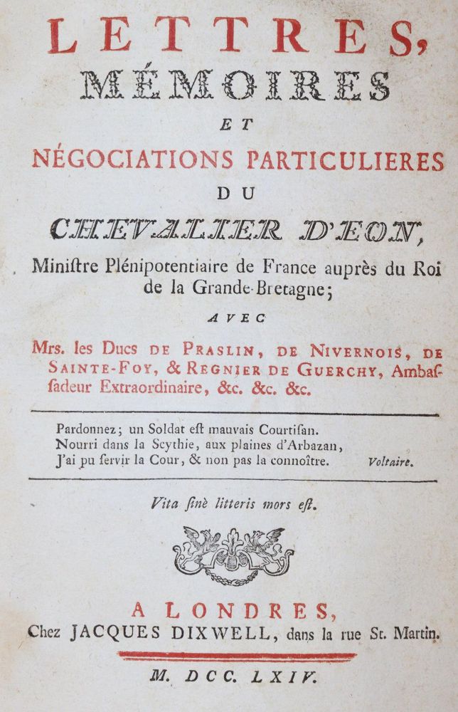 Große Abbildung Nr.1: 143-2303 Eon de Beaumont,(C.G.de).: (Frankreich, Spionage)