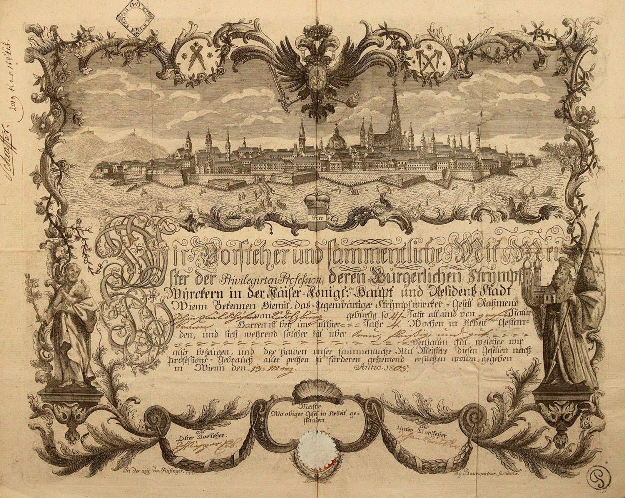 Große Abbildung Nr.1: 143-2347 Gesellenbrief: (Österreich, Wien)