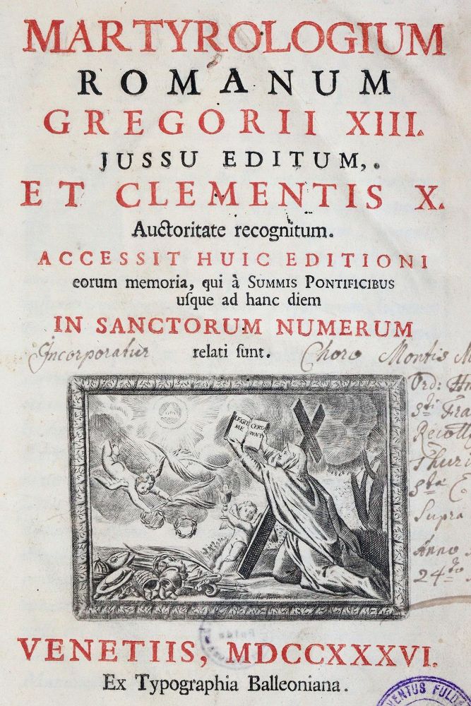 Große Abbildung Nr.1: 143-237 Martyrologium Romanum: (Alte Drucke, Handschriften und Theologie)